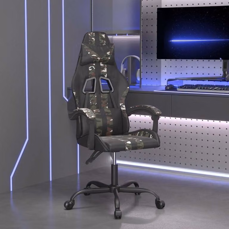 Sedia da Gaming vidaXL in Similpelle Nero e Multicolore con Poggiatesta e Ruote
