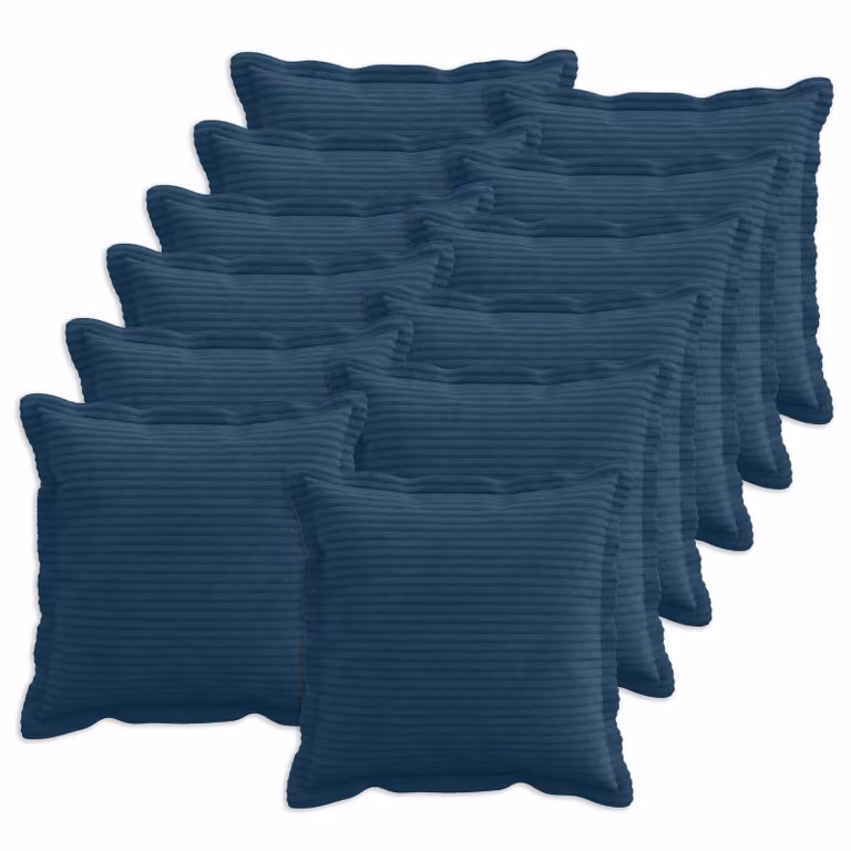 Set di 12 federe vidaXL in velluto a coste blu navy, L 50 cm x P 50 cm