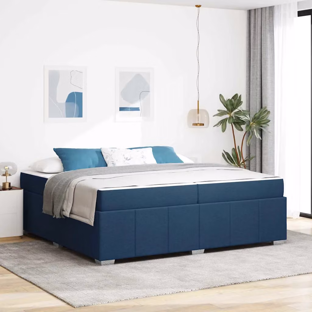 Struttura del letto con materasso vidaXL in tessuto blu, L/P: 200 x 200 cm – 1