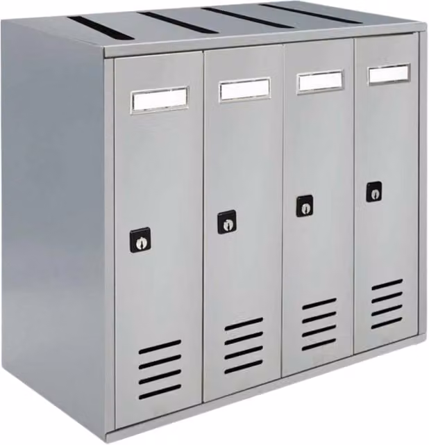 Cassette Postali Condominiali ALUBOX CUBO 4 Posti in Lamiera Zincata Argento RAL 9006 L/P/H: 38,5 x 43 x 25 cm