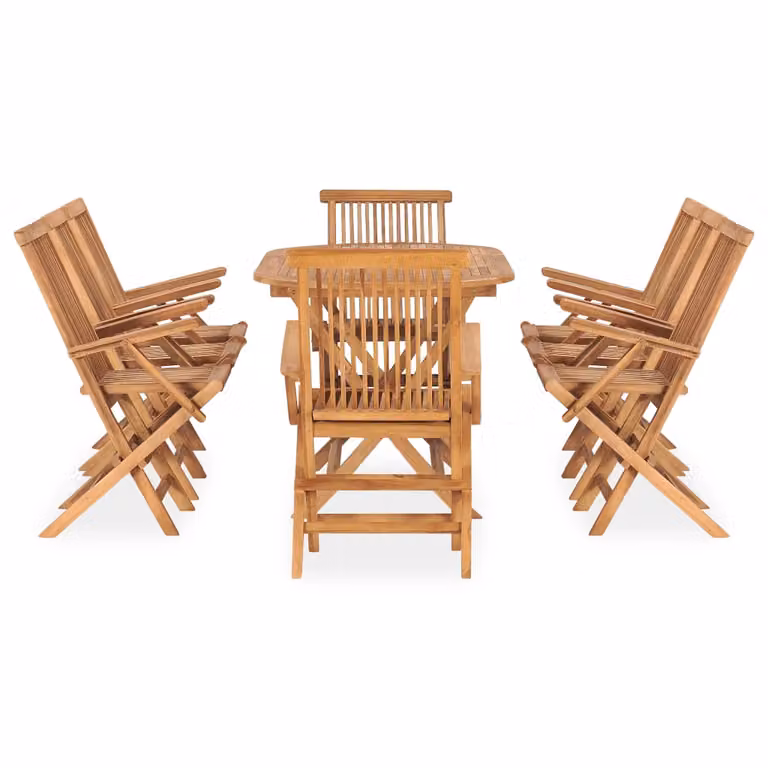 vidaXL Set da pranzo da giardino pieghevole in legno massello di teak, 9 pezzi