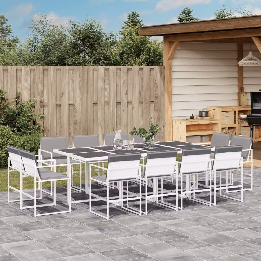 Maison Exclusive - Set da pranzo da giardino da 13 pezzi con cuscini in Textilene bianco