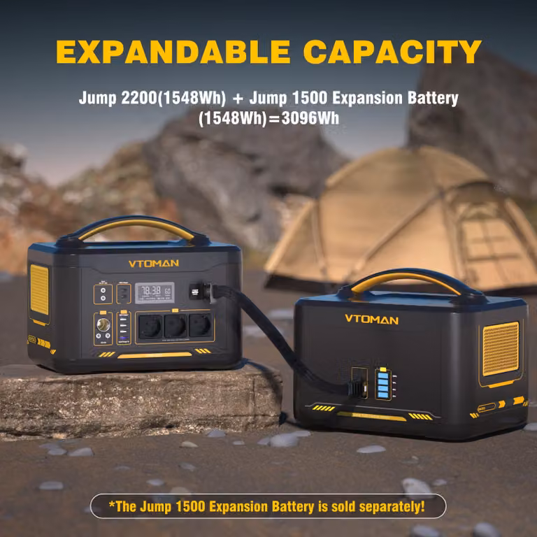 Centralina portatile da 2200 W con capacità di 1548 Wh e batteria LiFePO4, ideale per viaggi e uso domestico