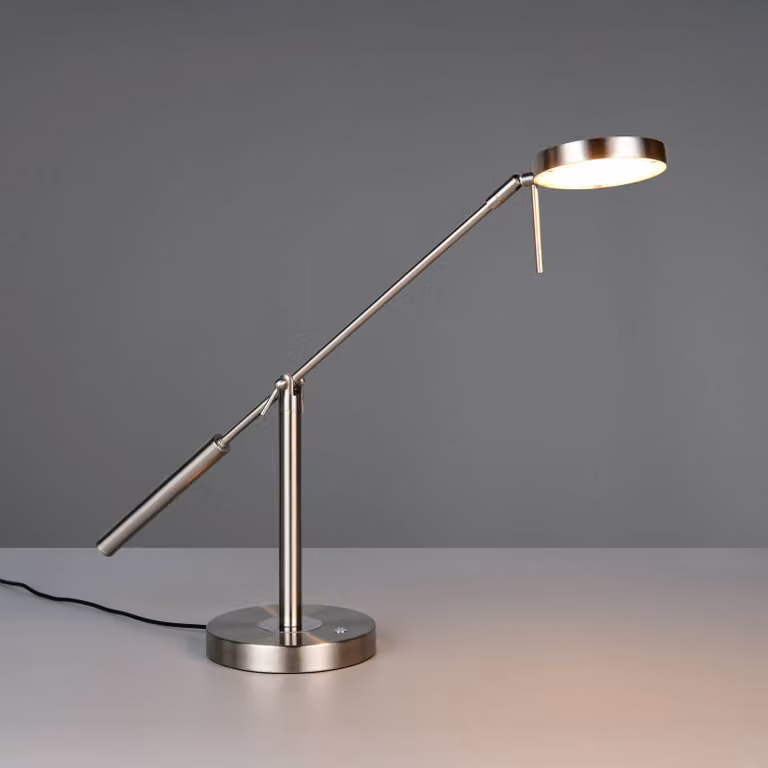 Trio Lighting Lampada da scrivania Monza, dimmerabile, Alluminio / Grigio / Zincato, Studio / Ufficio, Metallo, Moderno, Lampada da tavolo