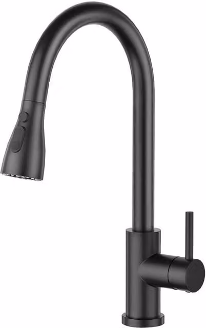 Creazione di alta pressione di rubinetto cucina, rubinetto cucina con 3 funzioni doccia, rubinetto cucina miscelatore estraibile, rubinetto cucina cucina 360° girabile, miscelatore a un giro di manopola in acciaio inossidabile, nero lucido
