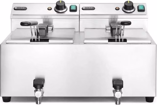 Friggitrice Profi Line con rubinetti di scarico - 2 x 8 l, HENDI, Profi Line, 16L