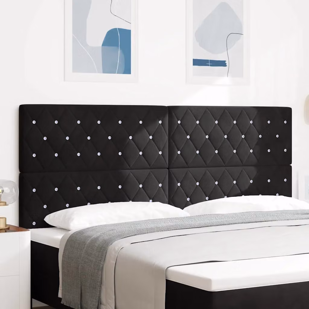 Testiera per letto vidaXL con illuminazione LED integrata in velluto nero, Larghezza: 200 cm