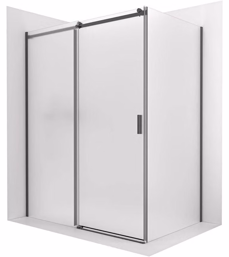 CERANO - Box doccia Santoro - lato sinistro - 6 mm - nero opaco, vetro smerigliato - 110x70 cm - scorrevole