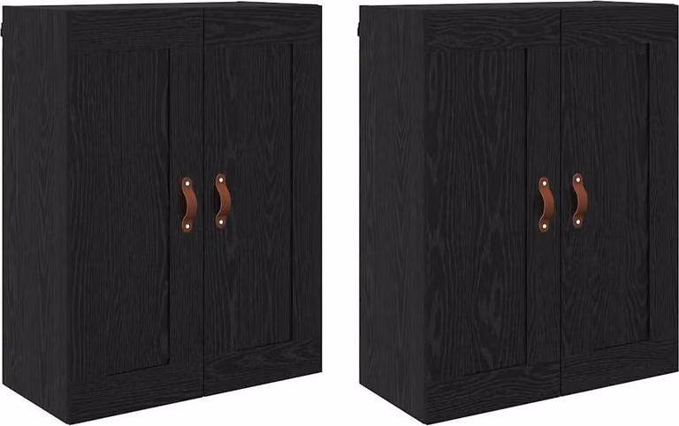 Mobile a muro 2 pcs Rovere Nero 69,5 x 34 x 90 cm