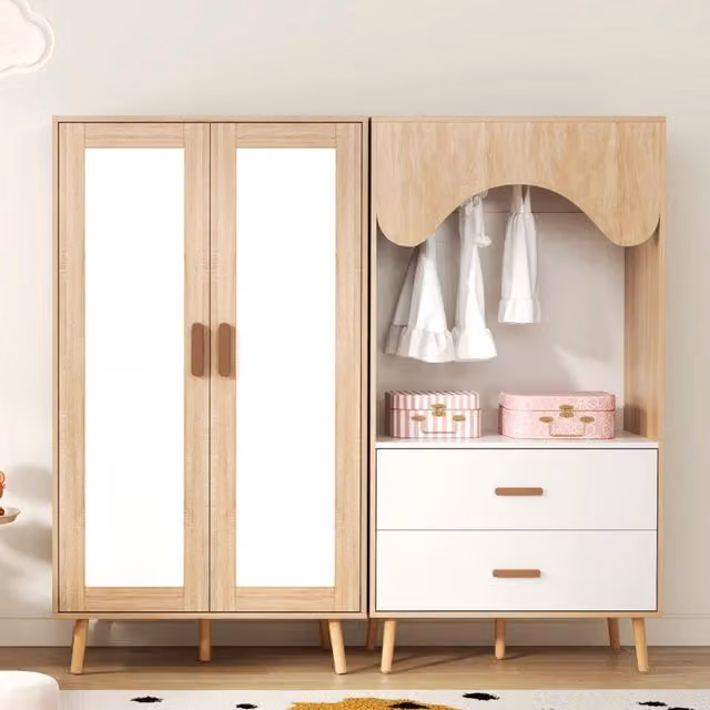 Set di 2 librerie 100 x 50 x 200 cm; 3 cassetti; per la casa moderna; mobile salvaspazio; maniglie in ceramica; bianco e effetto legno