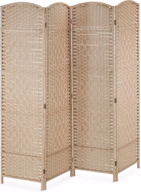 Paravento pieghevole a 4 ante decorativo salotto camera da letto 150 x 180 cm divisorio in bambù naturale 13_0012235