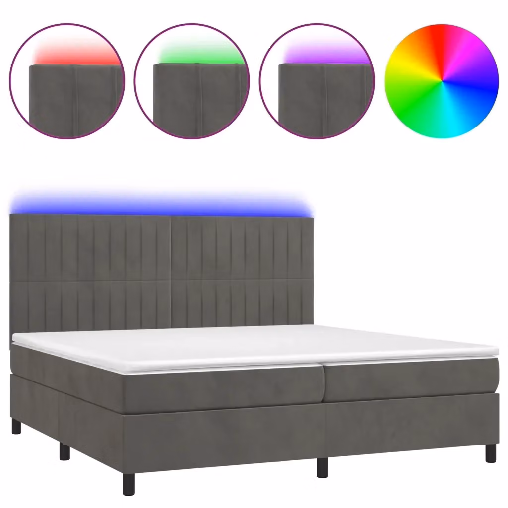 Letto Ibrido vidaXL con Materasso e Illuminazione LED, Grigio e Bianco, L/P: 200 x 200 cm – 2