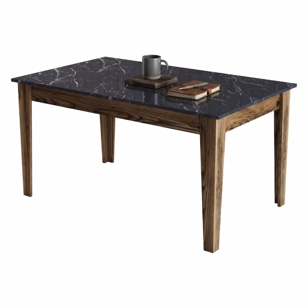 Tavolo da pranzo rettangolare DMORA per 6 persone, moderno, marrone e nero, L: 145 cm, P: 88 cm, H: 75 cm – 2