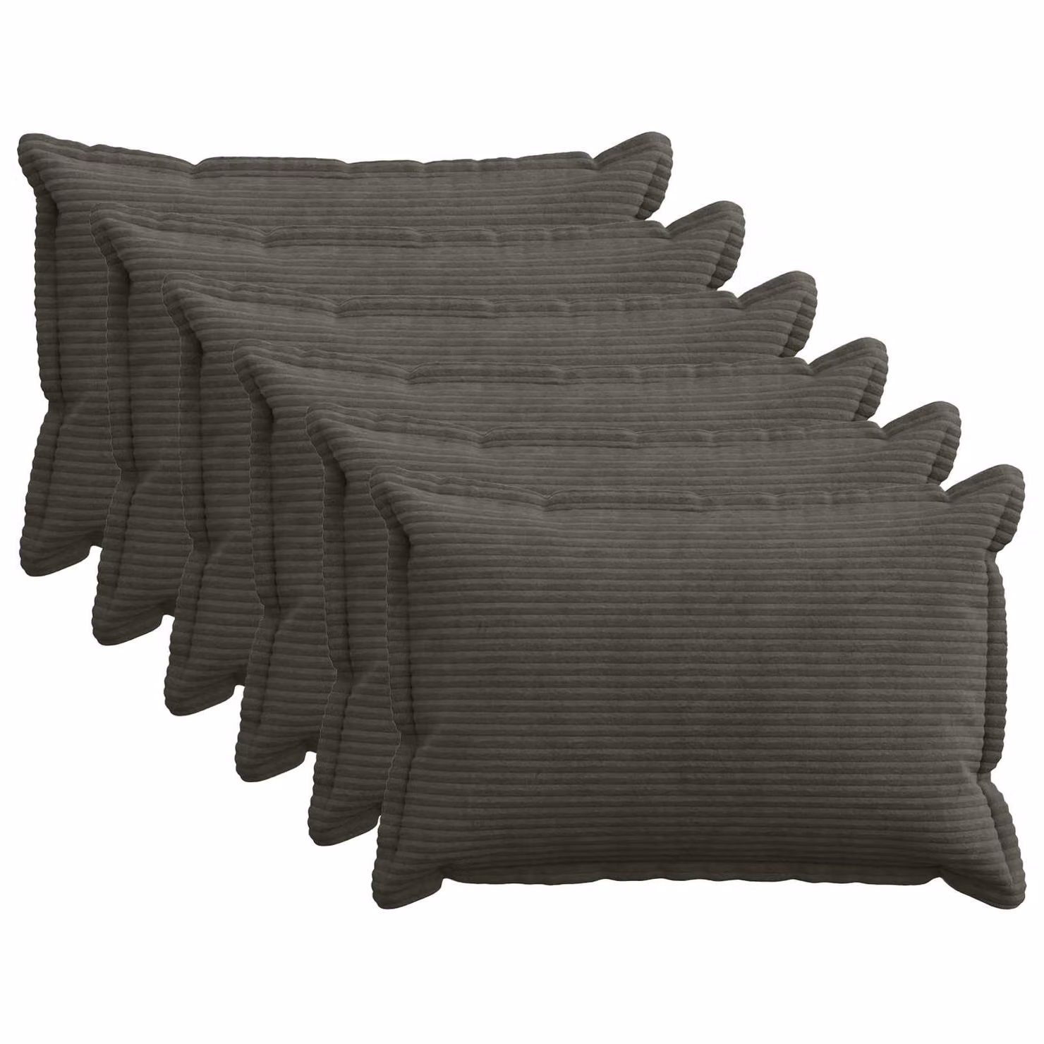Set di 6 federe vidaXL HOUTEN in velluto a coste, colore antracite, 50 x 70 cm