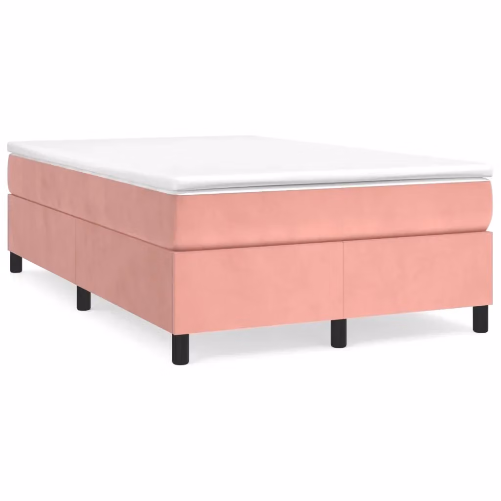 Letto con Giroletto a Molle e Materasso Ibrido vidaXL in Velluto Rosa e Bianco L/P/H: 200 x 120 x 35 cm – 2
