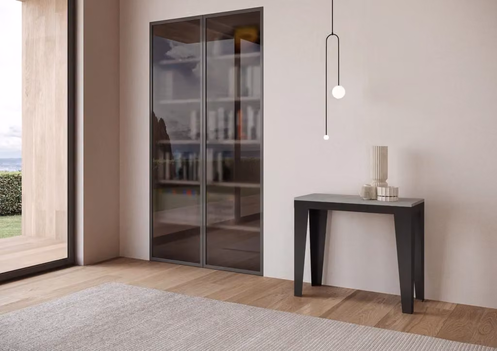 Consolle Allungabile Giordanoshop in Nobilitato Grigio L/P/H: 90-196 x 40 x 77 cm – 2