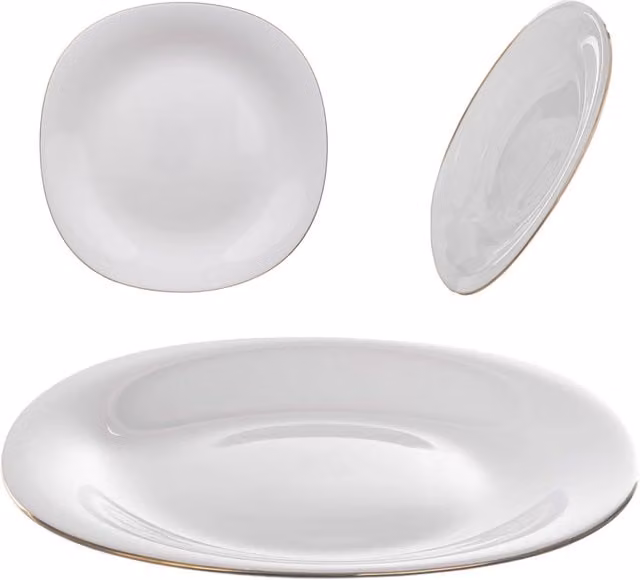 Piatto da dessert KADAX, 21,5 cm, in vetro bianco e oro, piatto piatto per torte