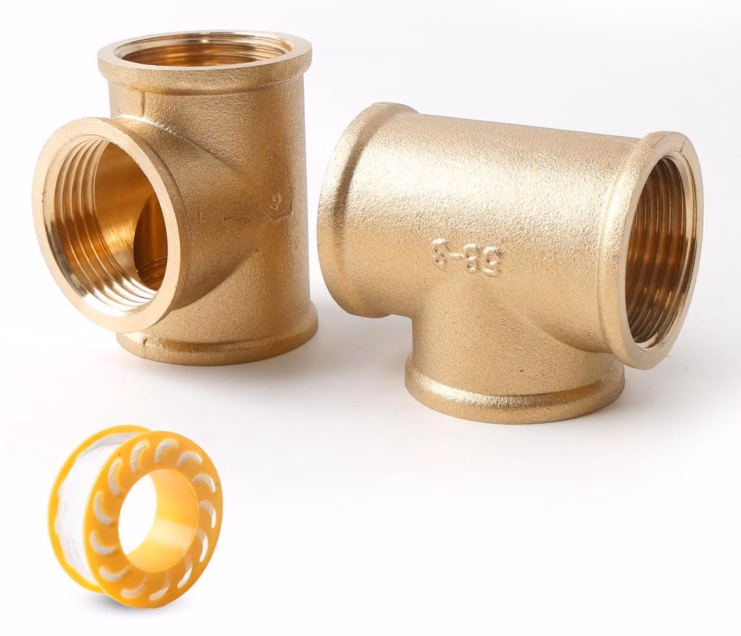Set di 2 raccordi a T in ottone con filettatura DN25