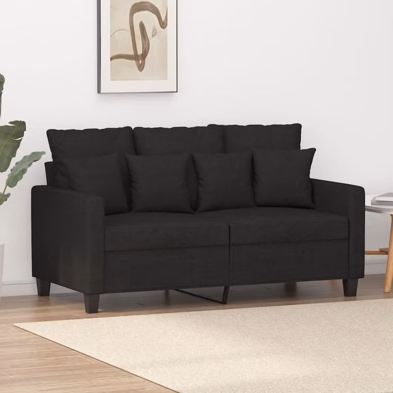 Divano esclusivo, due posti, colore nero, 120 cm, rivestito in tessuto