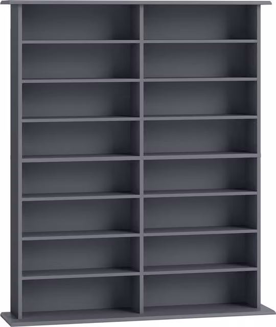 Libreria HOMCOM per CD e DVD con 12 ripiani regolabili e 16 scomparti, colore grigio