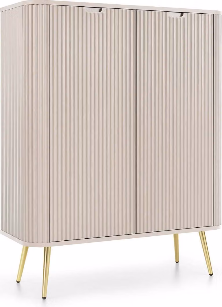 FURNLUX Credenza Zova Beige E Oro 103cm / Colore principale: Beige / Dimensioni: 103 x 129 x 39 cm