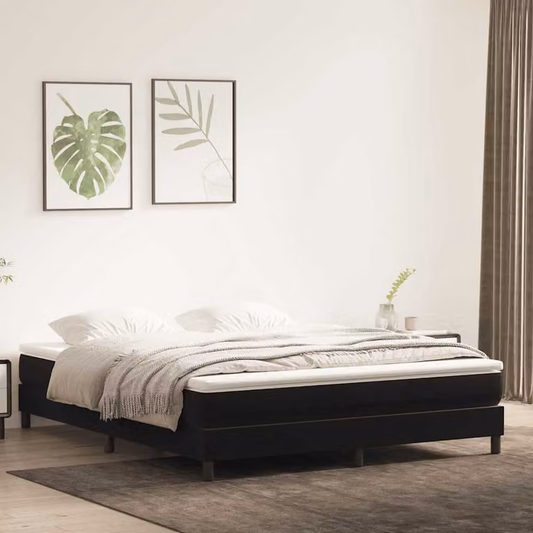 Letto a molle vidaXL in velluto nero L: 200 cm, P: 220 cm