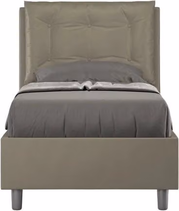 Letto imbottito Singolo 80x200 cm Annalisa - Similpelle,Cappuccino,Contenitore
