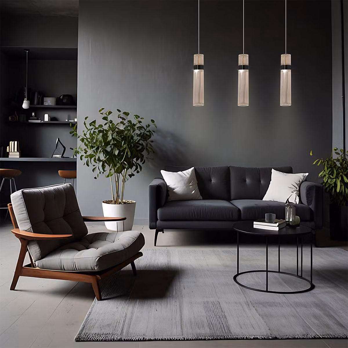 Lampada decorativa moderna a sospensione, tubo trasparente, elementi dorati, LED 6W AMBIENTE Light Prestige a colori variabili