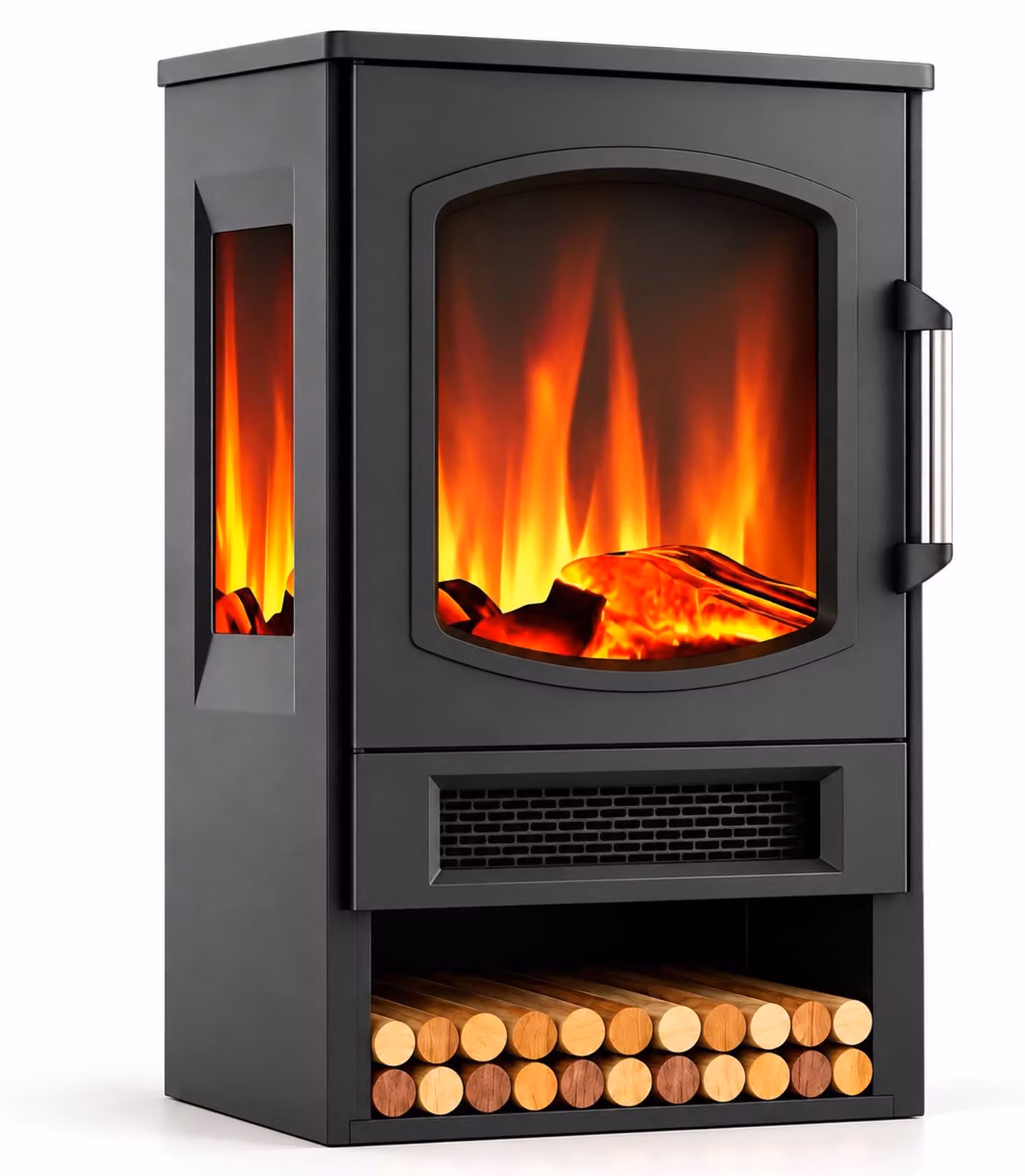 Camino elettrico Relaxdays, con effetto fiamma, riscaldamento, 2 livelli di riscaldamento, 900/1800 W, termostato, timer, dimensioni (altezza x larghezza x profondità): 75x44x35 cm, colore nero