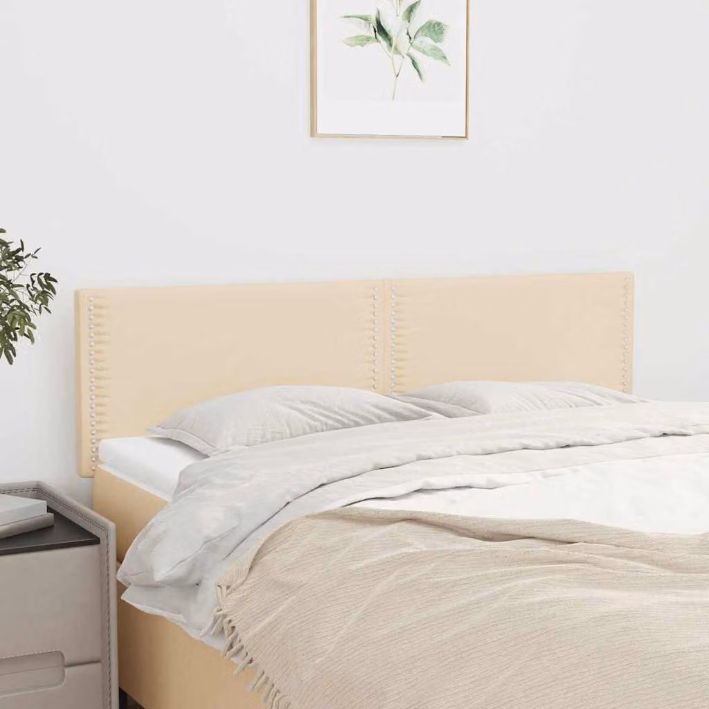 Testiera per letto imbottita vidaXL in tessuto beige L: 144 cm, P: 5 cm, H: 78-88 cm