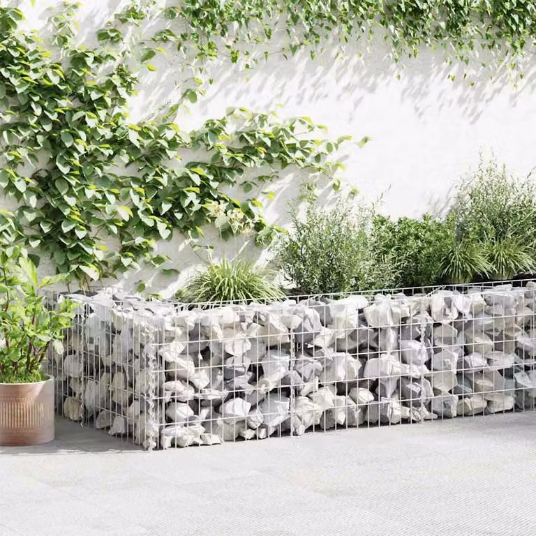 vidaXL Gabbione in Rete in Acciaio Zincato Grigio L: 300 cm, P: 30 cm, H: 50 cm