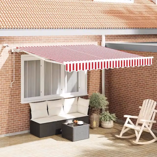 Tenda retrattile Rosso e Bianco 300 x 250 cm Poliestere 3329982