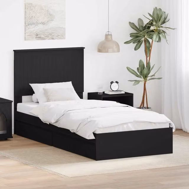 Letto con Contenitore Nero 90 x 190 cm Legno ingegnerizzato 3411251