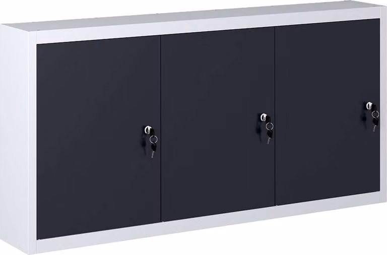 The Living Store Armadio a muro per attrezzi design industriale in metallo grigio e nero
