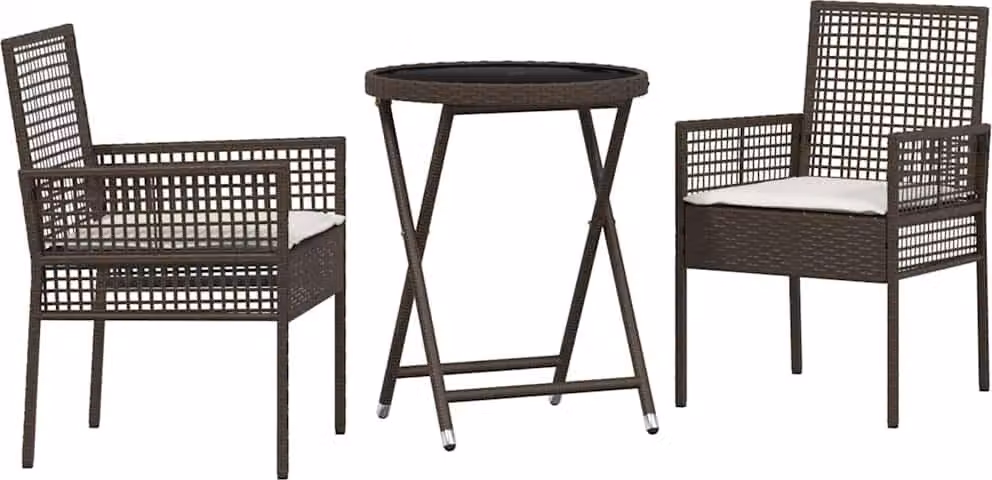 Set Bistro da Giardino 3 pcs Marrone polyrattan