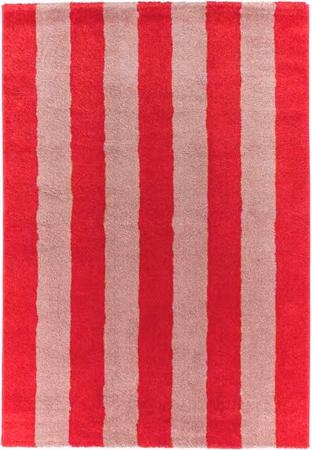 Tappeto moderno a righe Sweeek per soggiorno e camera da letto, rosso e rosa, in polipropilene – 1