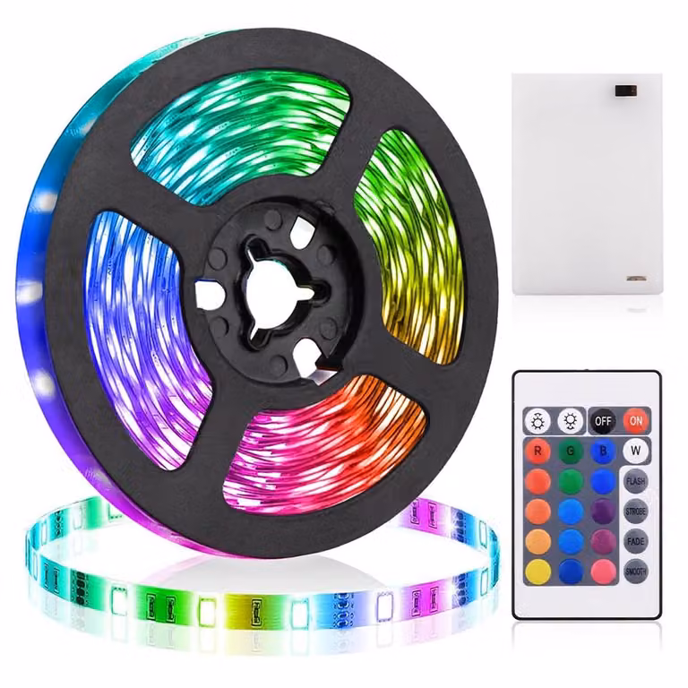 100 pezzi strisce LED a batteria Retroilluminazione TV RGB 5050 SMD striscia luminosa cambia colore con telecomando, 4m 240Leds