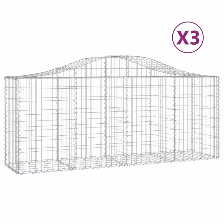 Cesti Gabbioni ad Arco 3 pz 200x50x80/100 cm Ferro Zincato