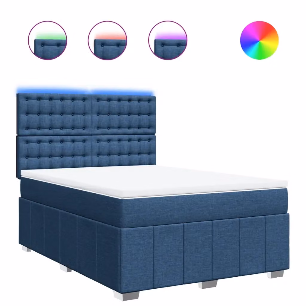 Letto Ibrido Moderno vidaXL con Materasso Blu e Bianco in Tessuto, Struttura in Legno di Pino e Materiali Misti, L 140 x P 200 cm – 2