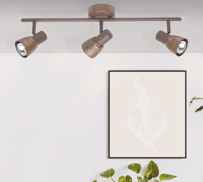 BRILLANTE tubo spot Lava | faretto da soffitto rustico | metallo | rame antico | orientabile | 3x E14 max. 28 W
