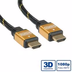 Cavo HDMI TOP High Speed con Ethernet Black e Gold Lunghezza: 7,5 m RO11 04 5504