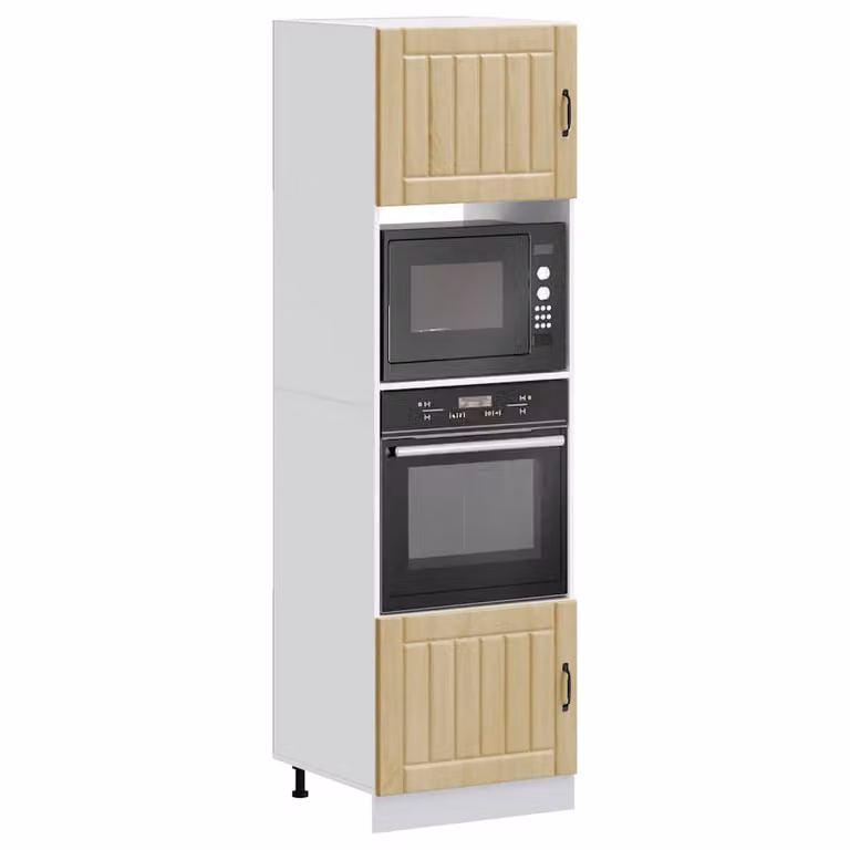 Set di 2 armadi per forno vidaXL Lucca Rovere Sonoma in legno marrone con ante a battente