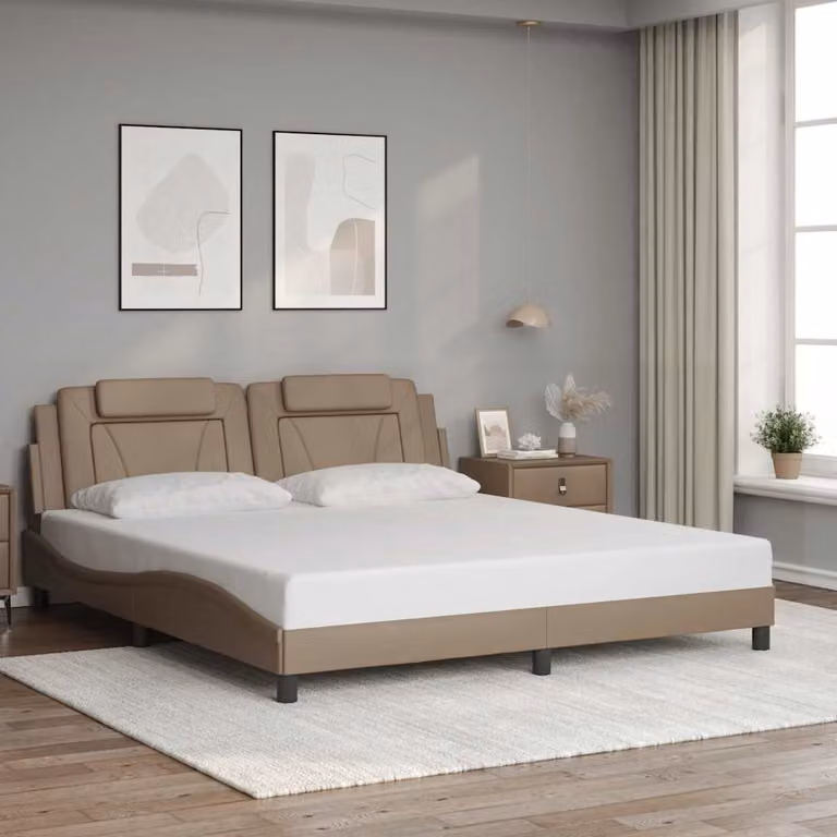 Giroletto Viana vidaXL in similpelle color cappuccino senza materasso L/P: 180 x 200 cm