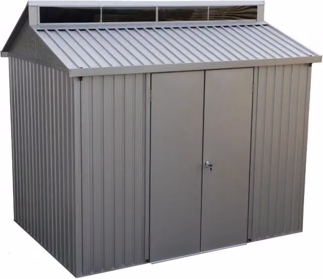 Casetta Box da Giardino GIORDANOSHOP in Alluminio Grigio con Doppia Porta, Finestra e Serratura L/P/H: 263,2 x 182,5 x 230,5 cm