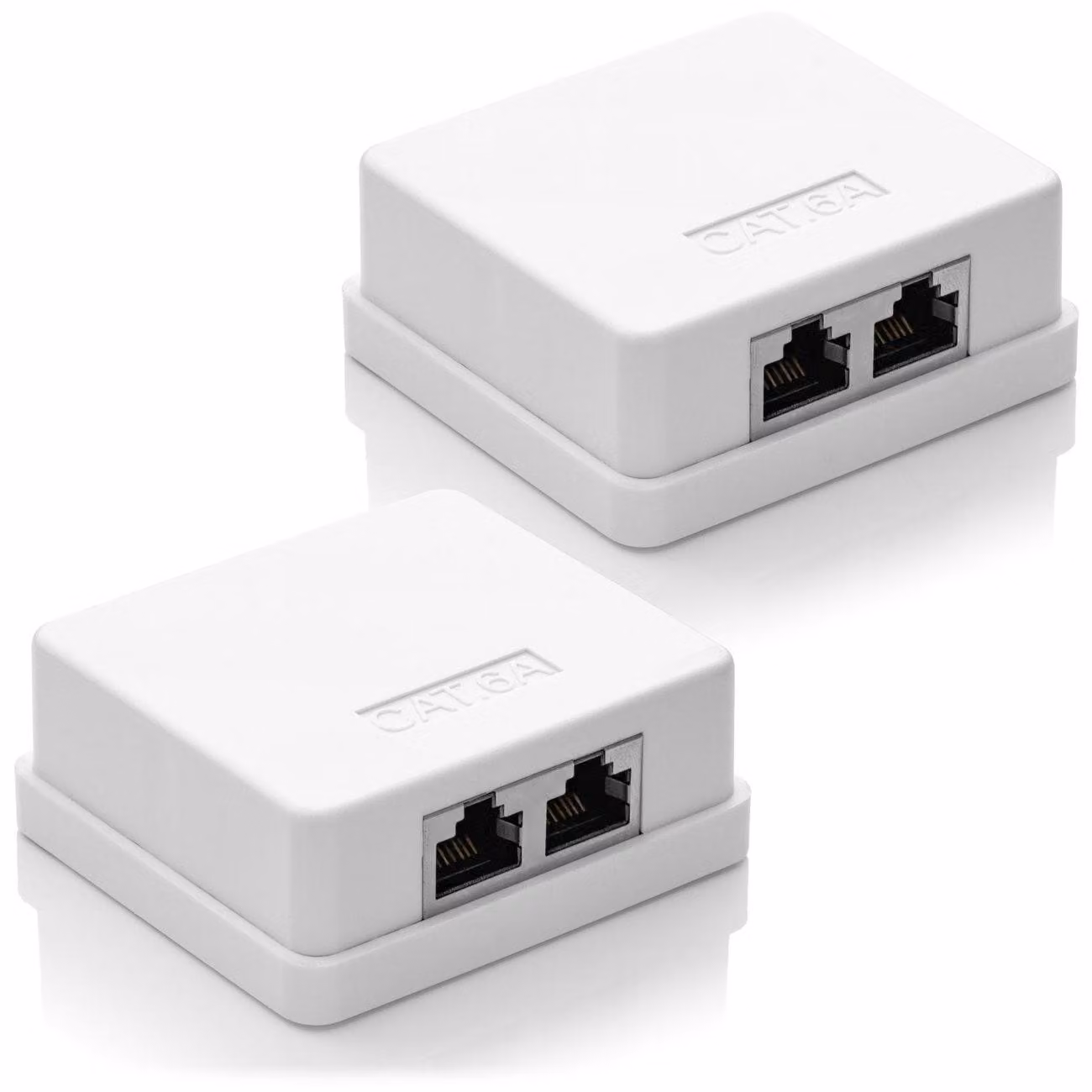 Presa di rete - 2 x RJ45 - CAT6a - A parete - Schermata FTP - Bianca