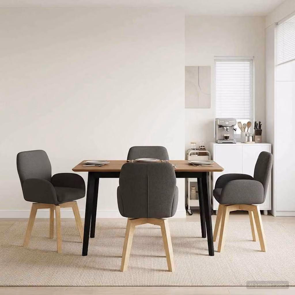 Set di 4 sedie da pranzo girevoli vidaXL in tessuto bouclé grigio scuro con design moderno