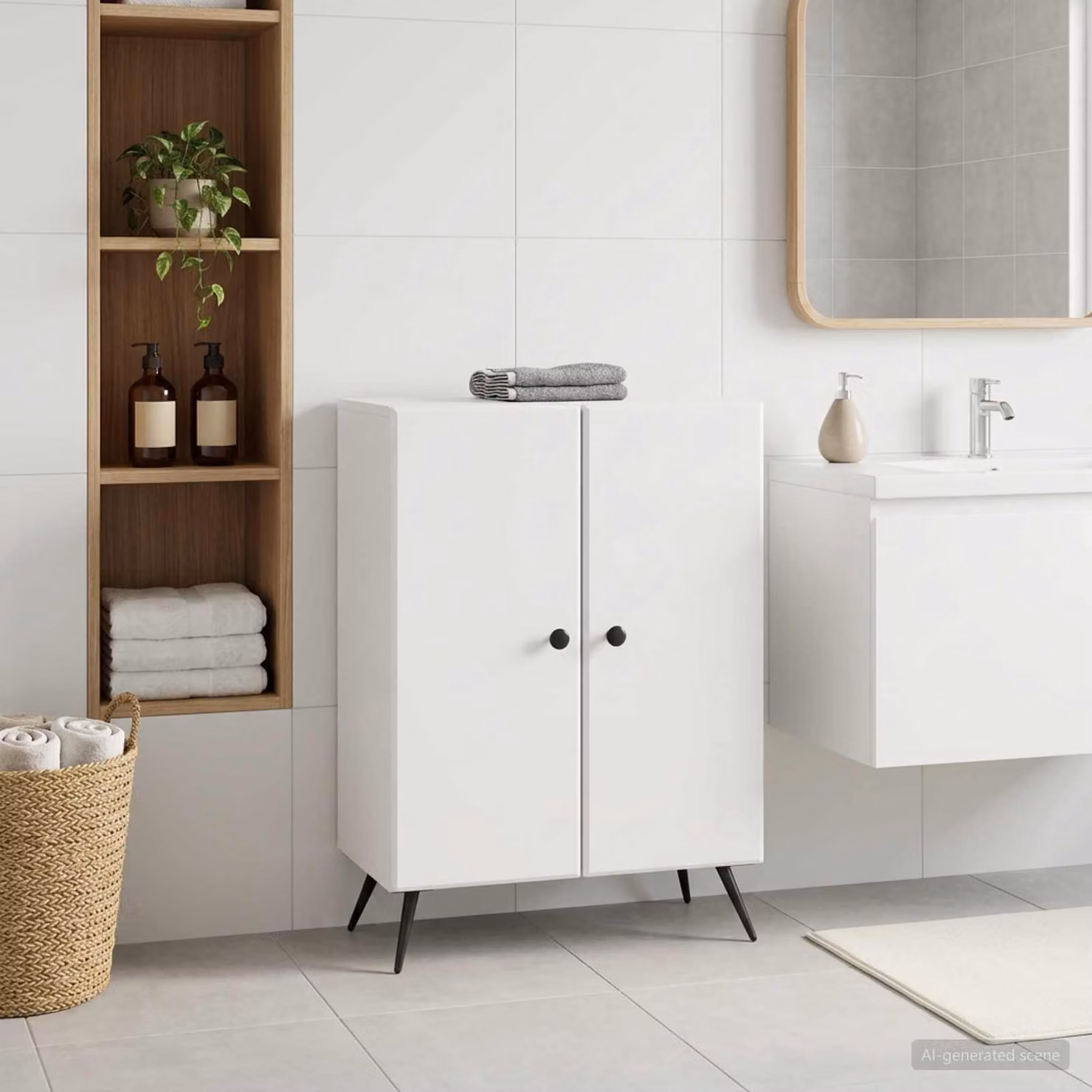 Mobiletto da bagno vidaXL BREDA bianco L: 59,5 cm, P: 31 cm, H: 80 cm