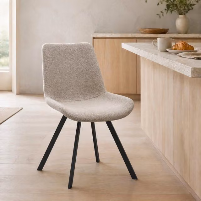 Set da 2 sedie girevoli 360° REDOM in tessuto e metallo, stile moderno, verde e beige