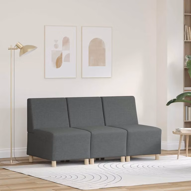 Set di 3 unità di divano modulare vidaXL in tessuto grigio scuro per il tuo soggiorno
