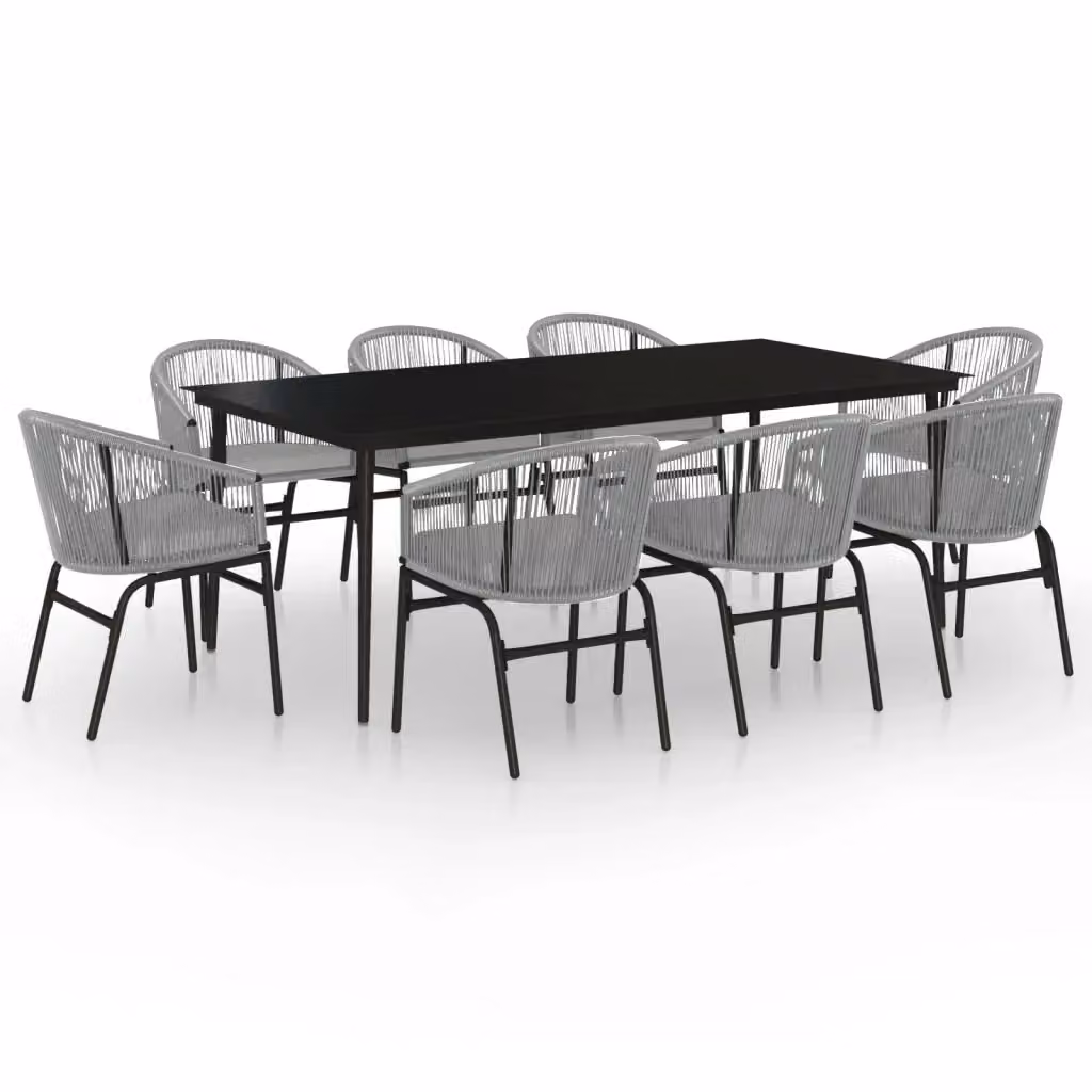Set da pranzo da giardino moderno vidaXL in acciaio antracite e vetro con 9 pezzi – 2
